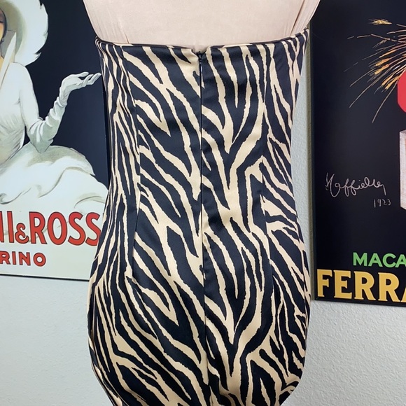 Jessica McClintock Zebra Rhinestone Strapless Maxi Dress Size Small - Picture 6 of 9
